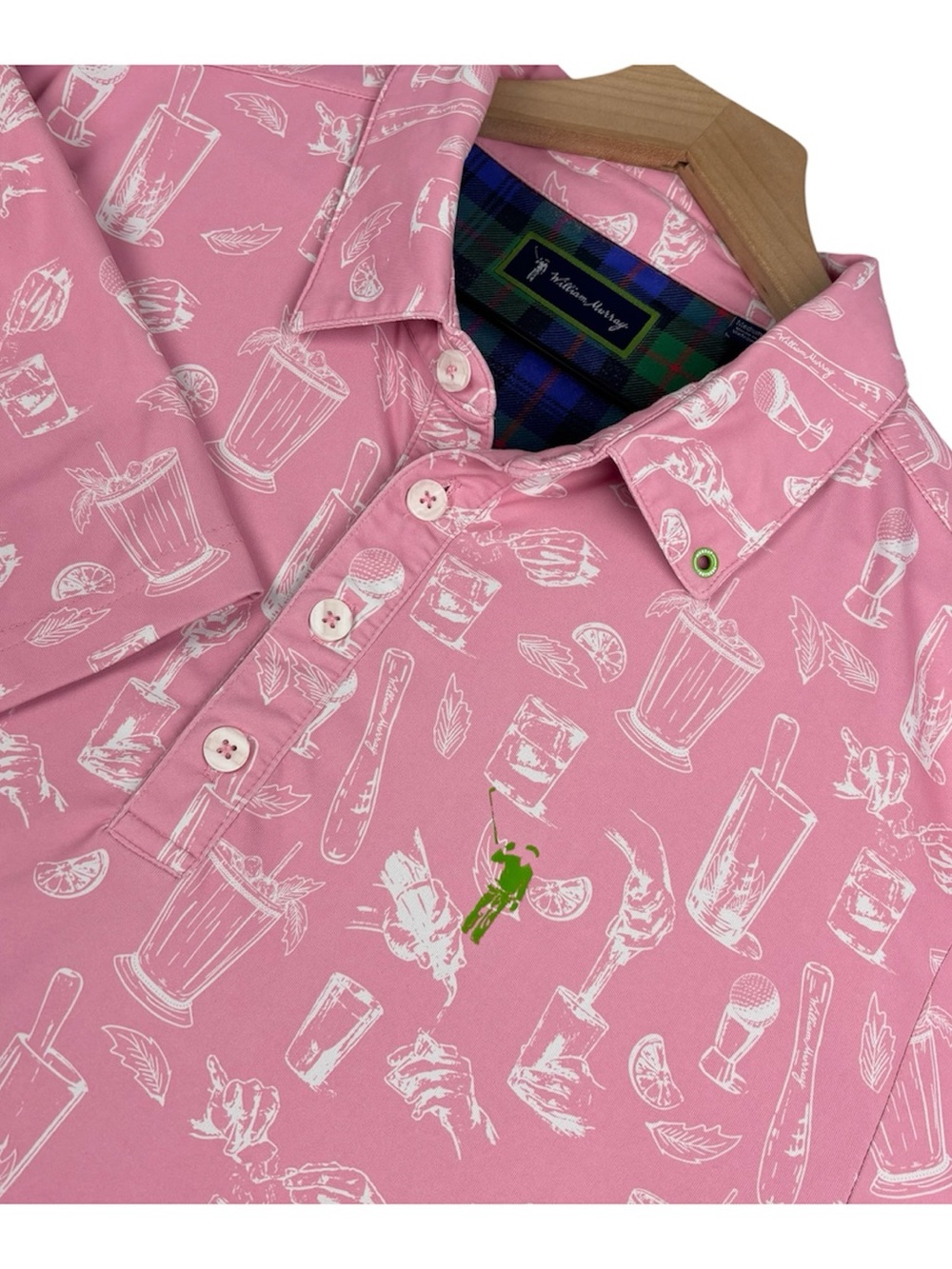 William Murray Shirt Men Medium Pink Minty Fresh Novelty Golf Polo